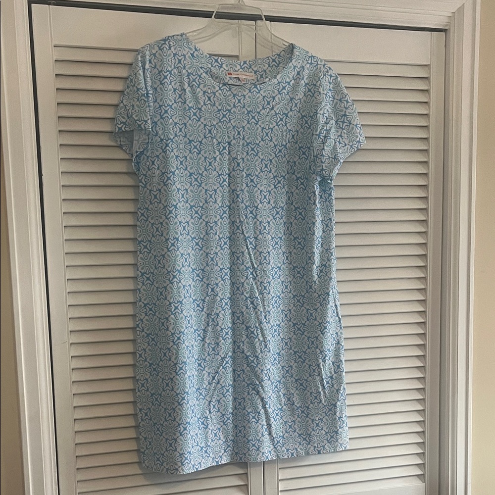 Jude Connally Aqua and White Patterned Dress
